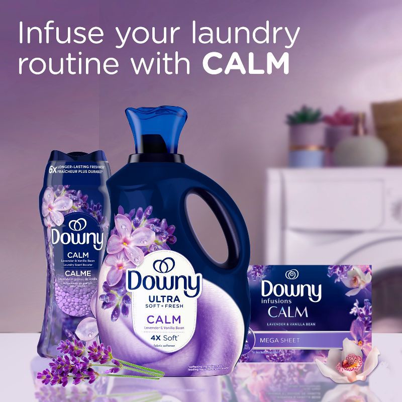 slide 9 of 11, Downy Ultra Soft + Calm Lavender & Vanilla Bean Liquid Fabric Softener - 93 fl oz, 93 fl oz