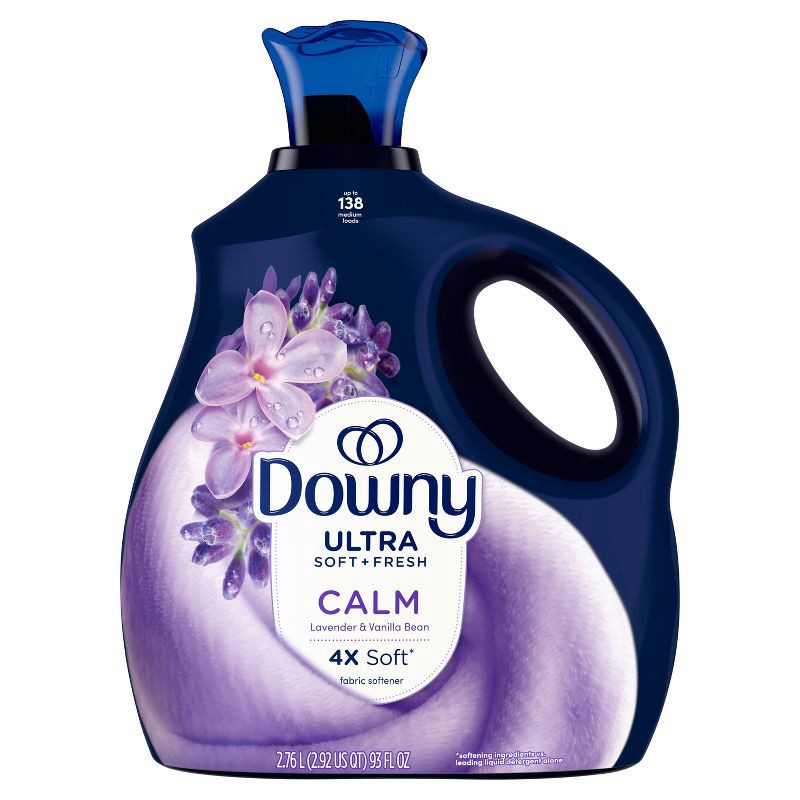 slide 10 of 11, Downy Ultra Soft + Calm Lavender & Vanilla Bean Liquid Fabric Softener - 93 fl oz, 93 fl oz