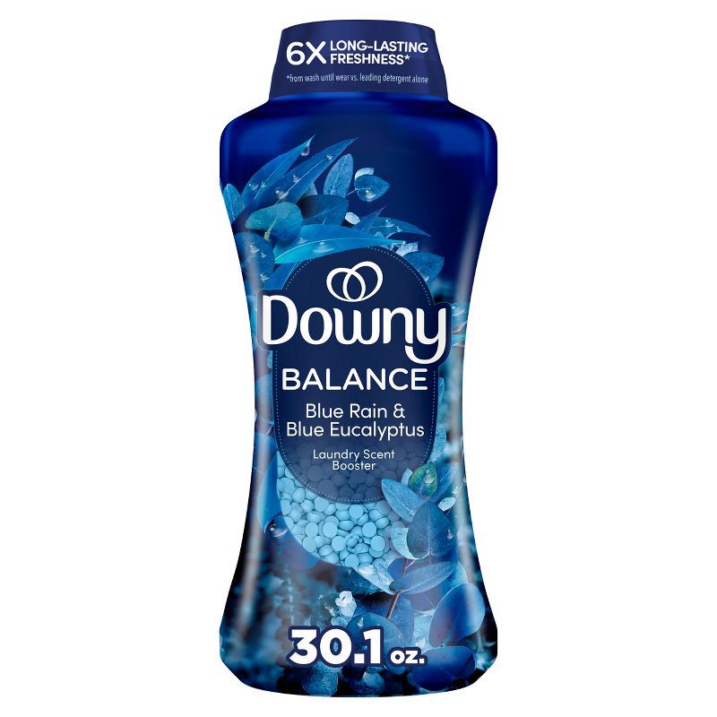 slide 1 of 12, Downy Infusions Balance Crisp Rain & Blue Eucalyptus In-Wash Scent Booster Beads - 30.1oz, 30.1 oz