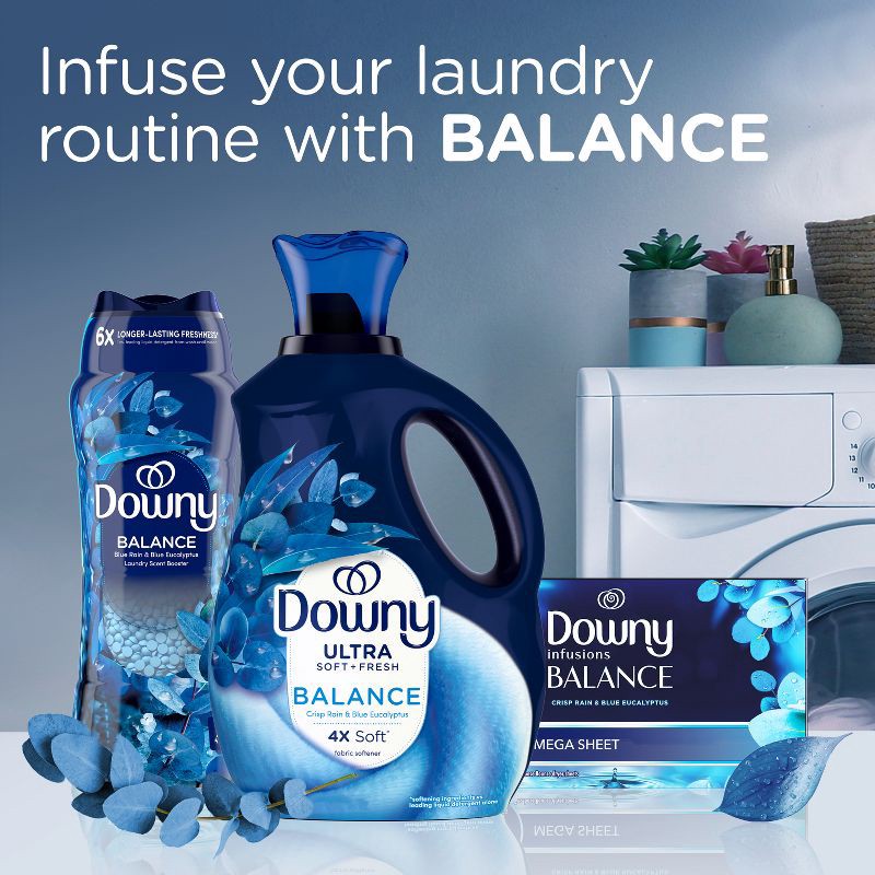 slide 9 of 12, Downy Infusions Balance Crisp Rain & Blue Eucalyptus In-Wash Scent Booster Beads - 30.1oz, 30.1 oz