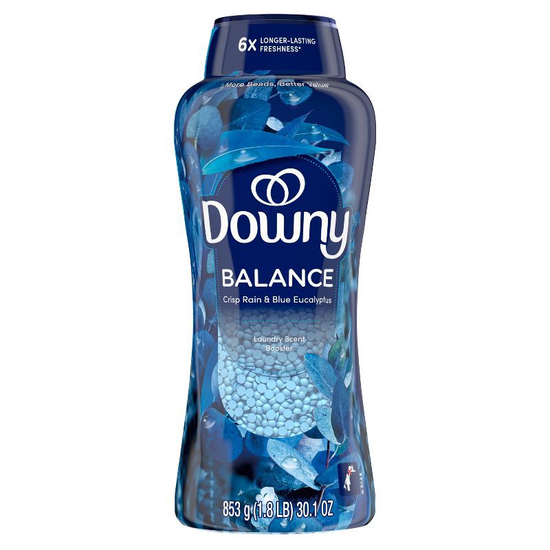 slide 10 of 12, Downy Infusions Balance Crisp Rain & Blue Eucalyptus In-Wash Scent Booster Beads - 30.1oz, 30.1 oz