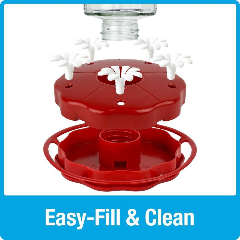 slide 4 of 6, Nature's Way Bird Products Nature's Way 20oz Scarlet Swirl Glass Hummingbird Feeder: Easy Clean, Weather-Resistant, 5 Feeding Stations, 20 oz