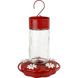 Nature's Way Bird Products Nature's Way 20oz Scarlet Swirl Glass Hummingbird Feeder: Easy Clean, Weather-Resistant, 5 Feeding Stations