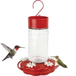 Nature's Way Bird Products Nature's Way 20oz Scarlet Swirl Glass Hummingbird Feeder: Easy Clean, Weather-Resistant, 5 Feeding Stations
