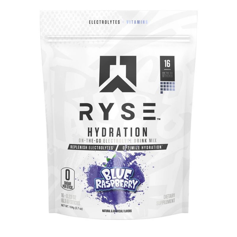 slide 1 of 1, RYSE Core Hydration Electrolyte Supplement Powder - Blue Raspberry: Sports Nutrition, 16 Pack, 16 ct