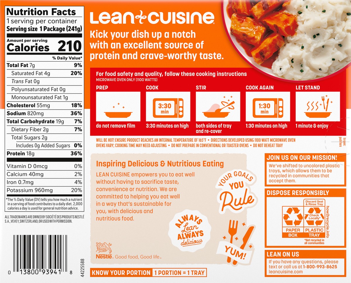 slide 3 of 9, Lean Cuisine Frozen Meal Buffalo Style Chicken, Protein Kick Microwave Meal, Microwave Chicken Dinner, Frozen Dinner for One, 8.5 oz