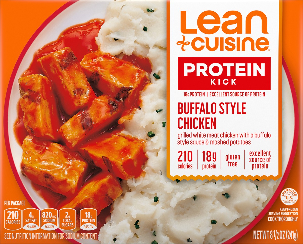 slide 4 of 9, Lean Cuisine Frozen Meal Buffalo Style Chicken, Protein Kick Microwave Meal, Microwave Chicken Dinner, Frozen Dinner for One, 8.5 oz