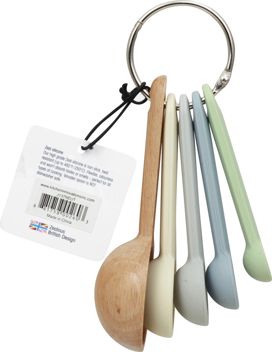 slide 4 of 11, Zeal Silicone Measuring Spoon Set with Beech Wood Spoon 1 ea, 1 ct