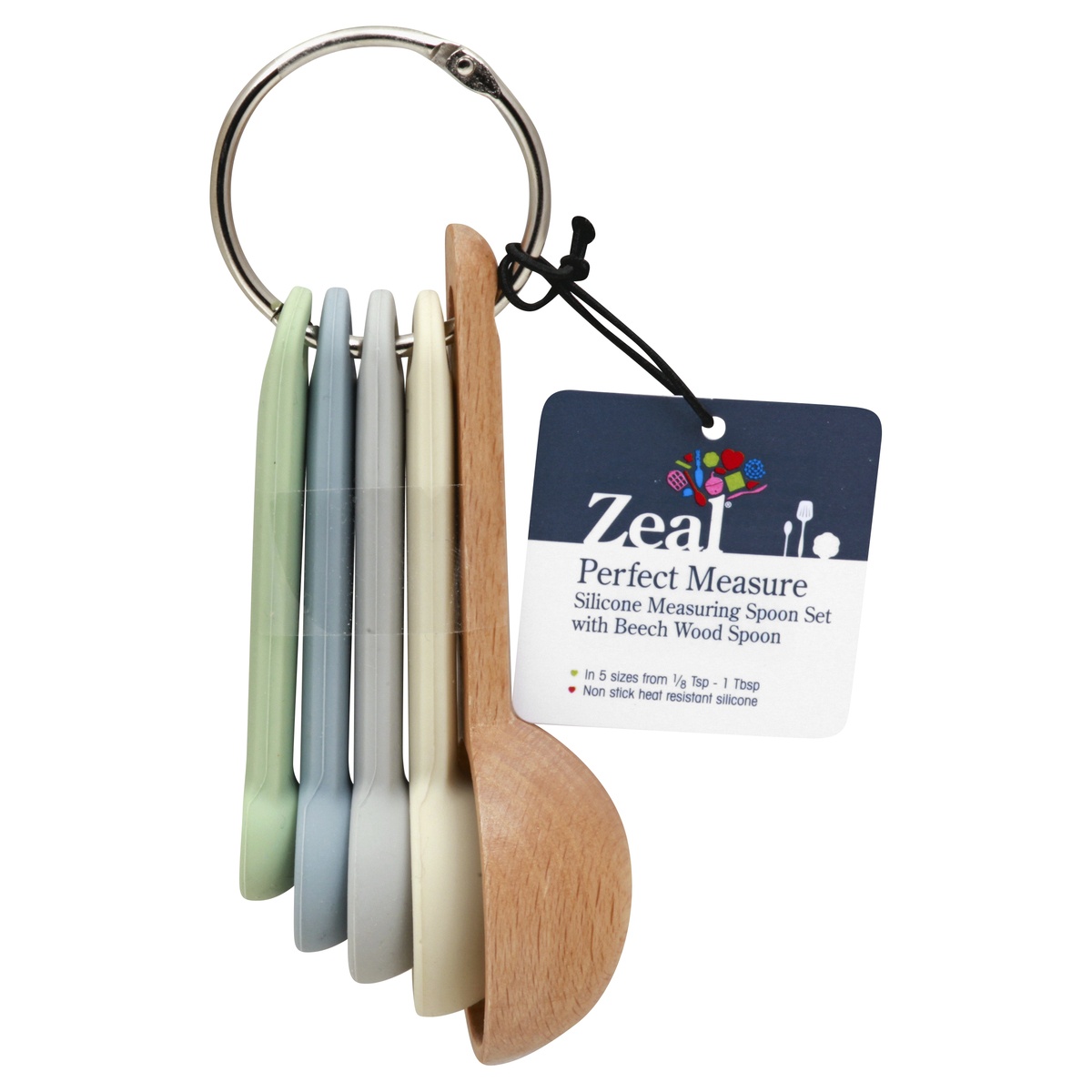 Silicone & Beech Wood Measuring Spoon Set