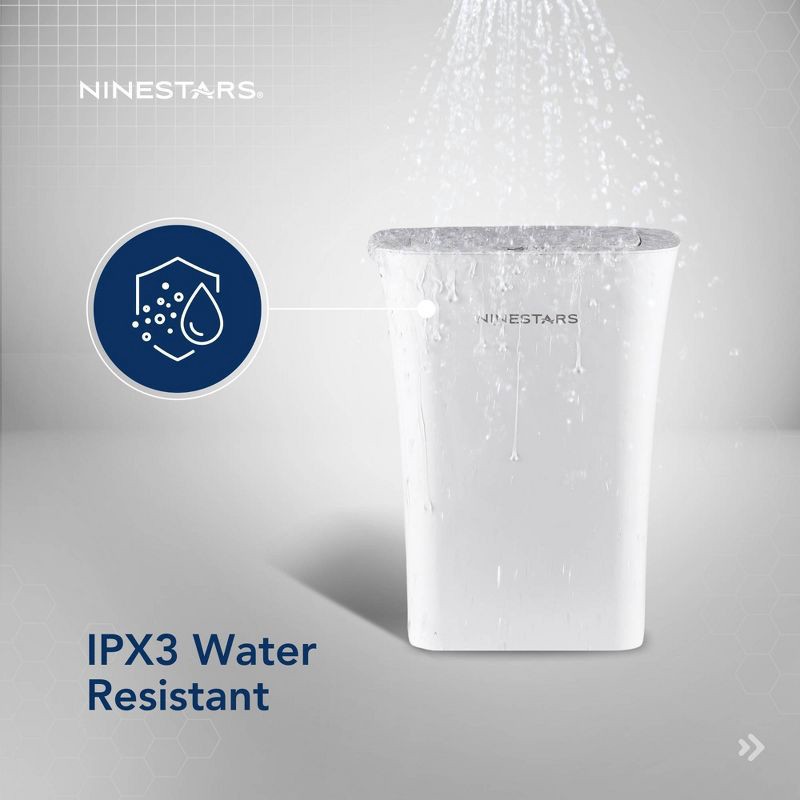 slide 5 of 8, Nine Stars 10L/2.6gal Motion Sensor & Water Resistant Trash Can White: Bathroom Trash Can with Lid, Smell Resistant, 10 liter; 2.6 gal