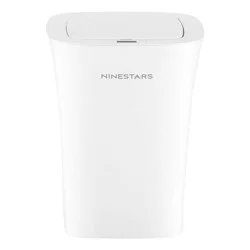 Nine Stars 10L/2.6gal Motion Sensor & Water Resistant Trash Can White: Bathroom Trash Can with Lid, Smell Resistant