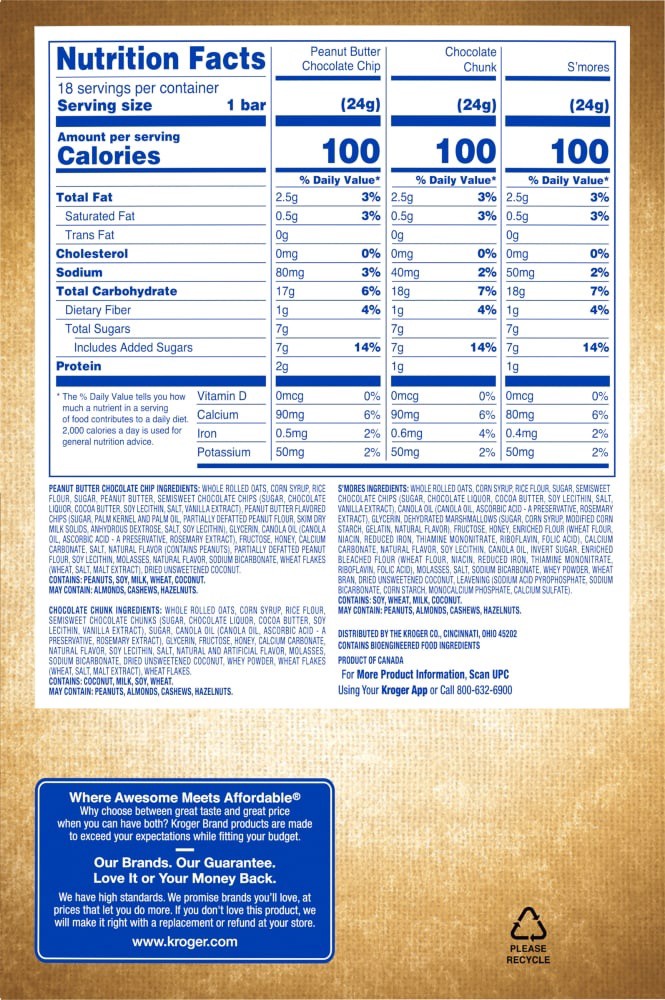 slide 4 of 5, Kroger Chewy Granola Bars Variety Pack, 18 ct; 0.84 oz