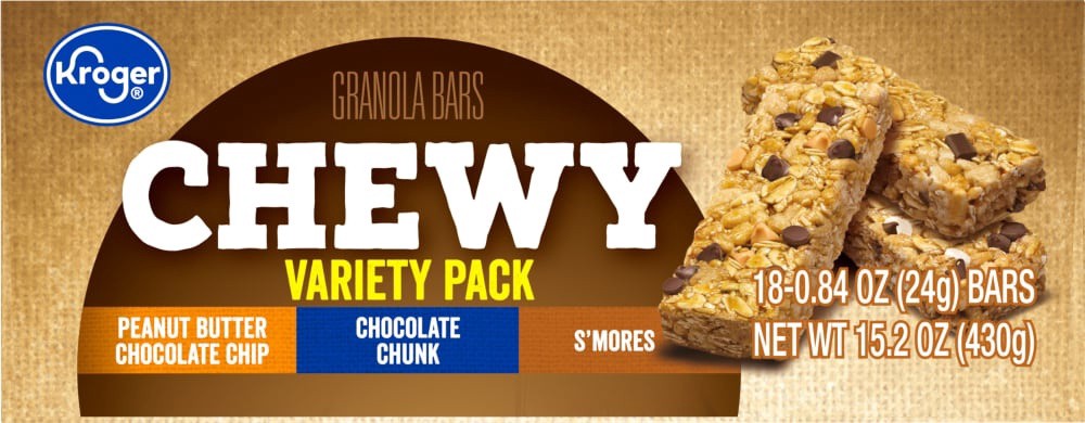 slide 2 of 5, Kroger Chewy Granola Bars Variety Pack, 18 ct; 0.84 oz