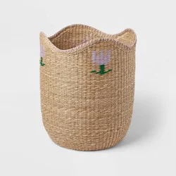 XL Woven Kids' Storage Basket with Purple Flower - Pillowfort™