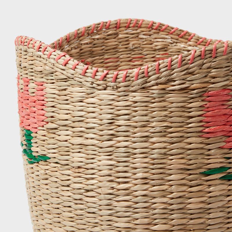 slide 3 of 3, Large Woven Kids' Storage Basket with Pink Flower - Pillowfort™, 1 ct