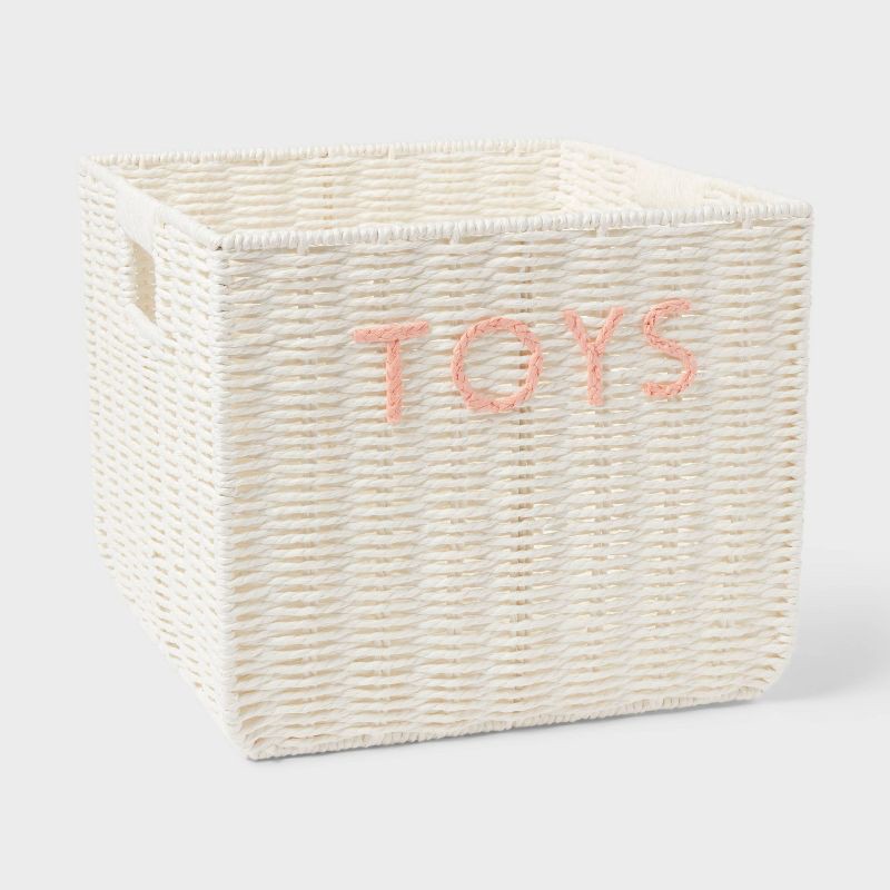slide 1 of 3, Kids' Large Woven Toys Storage Basket White - Pillowfort™, 1 ct