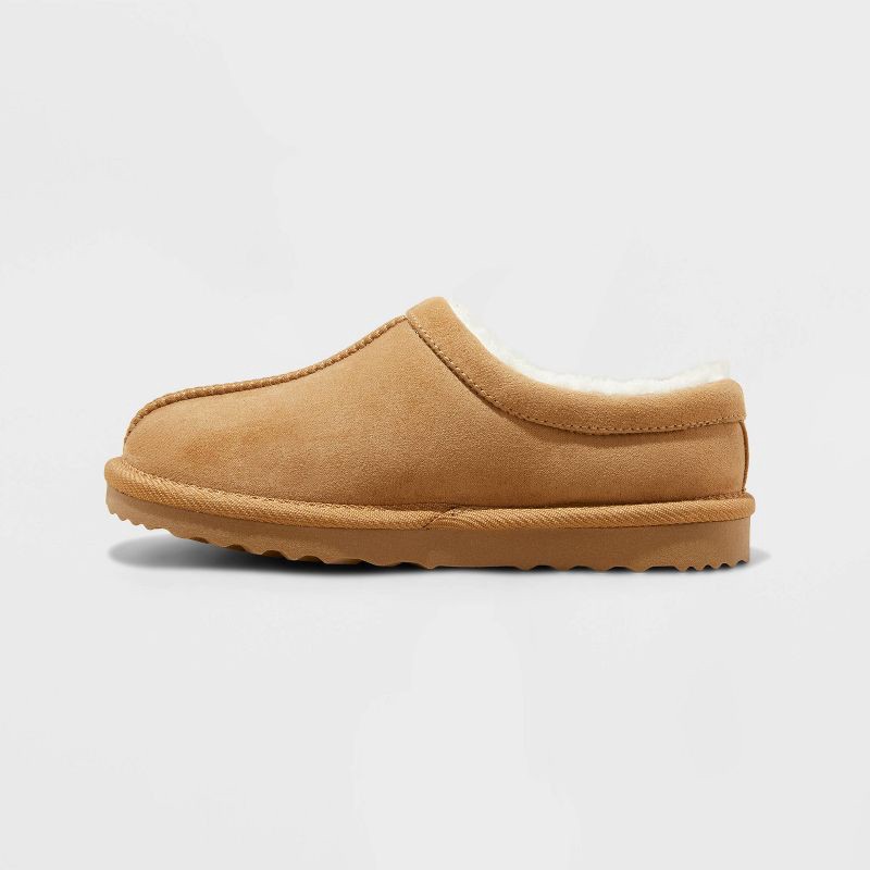 slide 2 of 4, Kids' Nola Faux Suede Clog Slippers - Cat & Jack™ Brown 13: Slip-On, Cushioned Footbed, Indoor/Outdoor Use, 1 ct