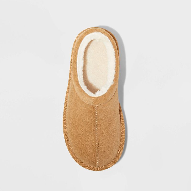 slide 3 of 4, Kids' Nola Faux Suede Clog Slippers - Cat & Jack™ Brown 13: Slip-On, Cushioned Footbed, Indoor/Outdoor Use, 1 ct
