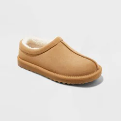 Kids' Nola Faux Suede Clog Slippers - Cat & Jack™ Brown 5: Indoor/Outdoor Outsole, Cushioned Footbed, Slip-On Design