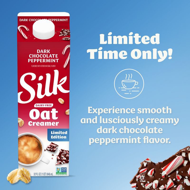 slide 3 of 11, Silk Oat Dark Chocolate Peppermint Creamer - 32 fl oz, 32 fl oz