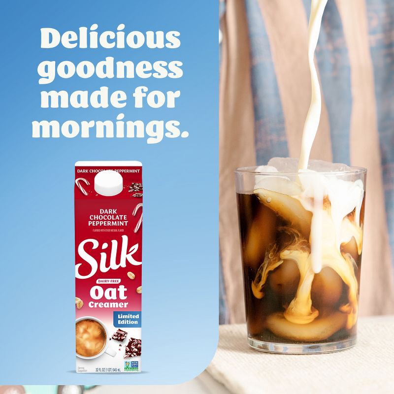 slide 4 of 11, Silk Oat Dark Chocolate Peppermint Creamer - 32 fl oz, 32 fl oz
