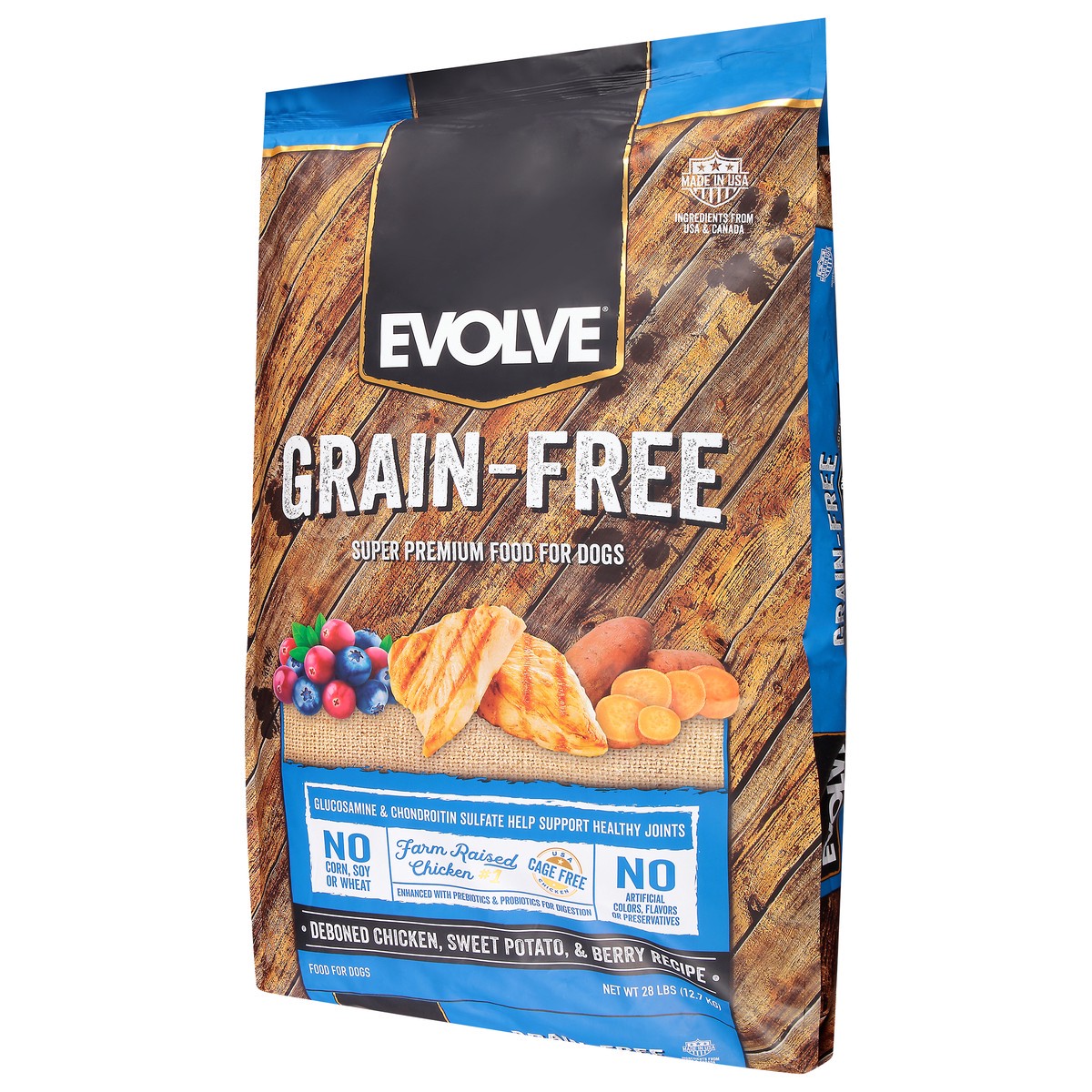 slide 9 of 11, Evolve Super Premium Grain-Free Deboned Chicken, Sweet Potato, & Berry Recipe Food for Dogs 28 lb, 28 lb