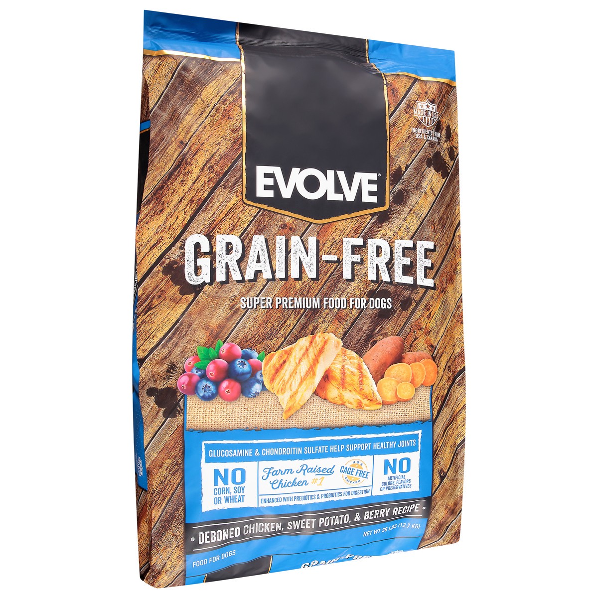 slide 6 of 11, Evolve Super Premium Grain-Free Deboned Chicken, Sweet Potato, & Berry Recipe Food for Dogs 28 lb, 28 lb