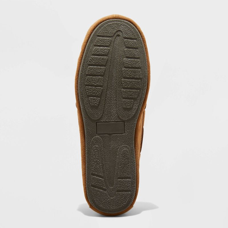 slide 4 of 4, Men's Topher Moccasin Slippers - Goodfellow & Co™ Chestnut 11: Suede Upper, Indoor/Outdoor Sole, Slip-On Design, 1 ct