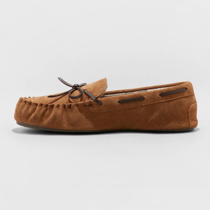 slide 2 of 4, Men's Topher Moccasin Slippers - Goodfellow & Co™ Chestnut 13: Indoor/Outdoor TPR Sole, 1 ct