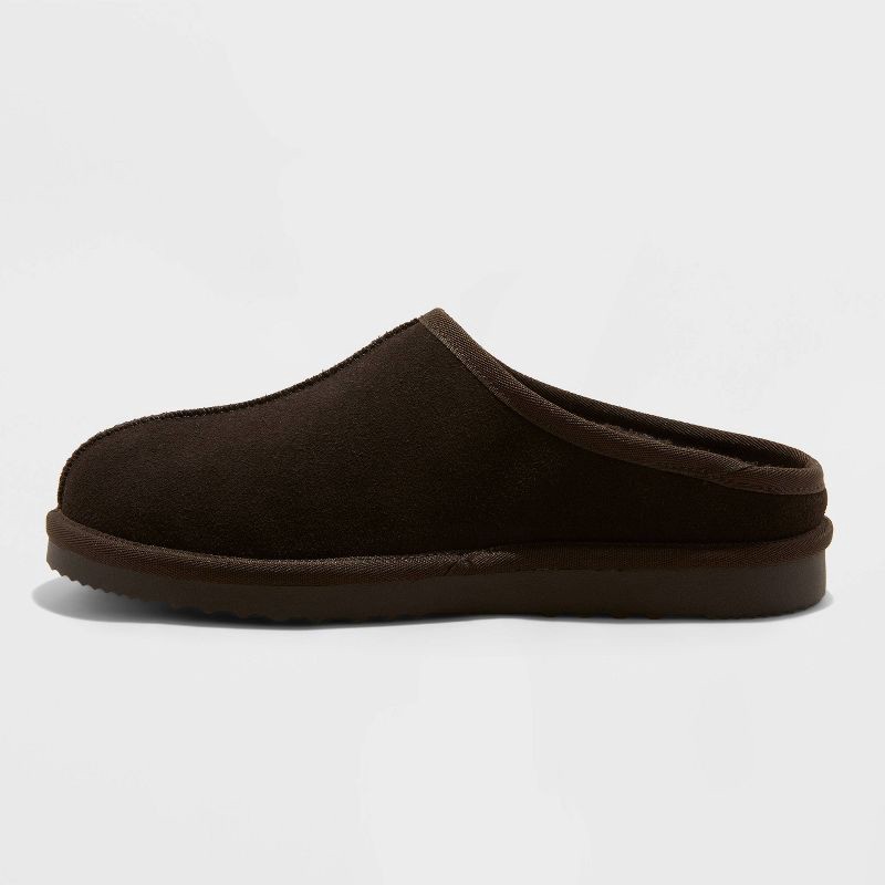slide 2 of 3, Men's Cruz Genuine Suede Clog Slippers - Goodfellow & Co™ Dark Brown 13: Slip-On, Cushioned Footbed, 1 ct