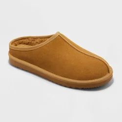 Men's Cruz Genuine Suede Clog Slippers - Goodfellow & Co™ Brown 9: Slip-On, Cushioned Footbed, Indoor/Outdoor Sole