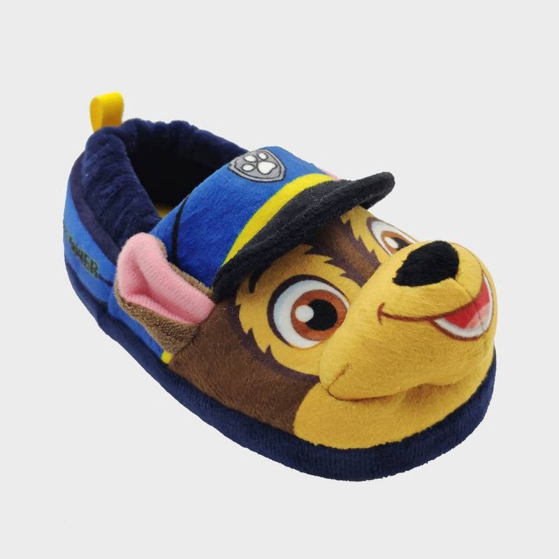 slide 1 of 7, PAW Patrol Toddler Slippers - Blue 5T-6T: Slip-On Sock Slippers, Chase & Marshall Design, Closed Round Toe, Medium Width, 1 ct