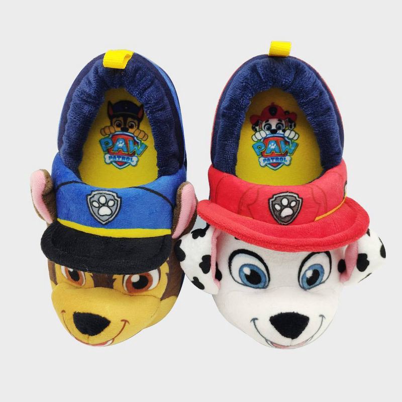 slide 7 of 7, PAW Patrol Toddler Slippers - Blue 5T-6T: Slip-On Sock Slippers, Chase & Marshall Design, Closed Round Toe, Medium Width, 1 ct