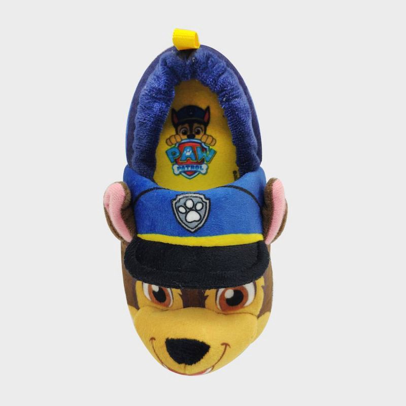 slide 2 of 7, PAW Patrol Toddler Slippers - Blue 9T-10T: Slip-On Sock Slippers with Chase & Marshall Characters, Medium Width, 1 ct