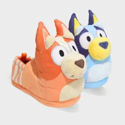 Bluey & Bingo Big Kids' 3D Head Slippers - Blue/Orange 2-3: Lightweight Slip-On, Closed Round Toe, Textured Outsole