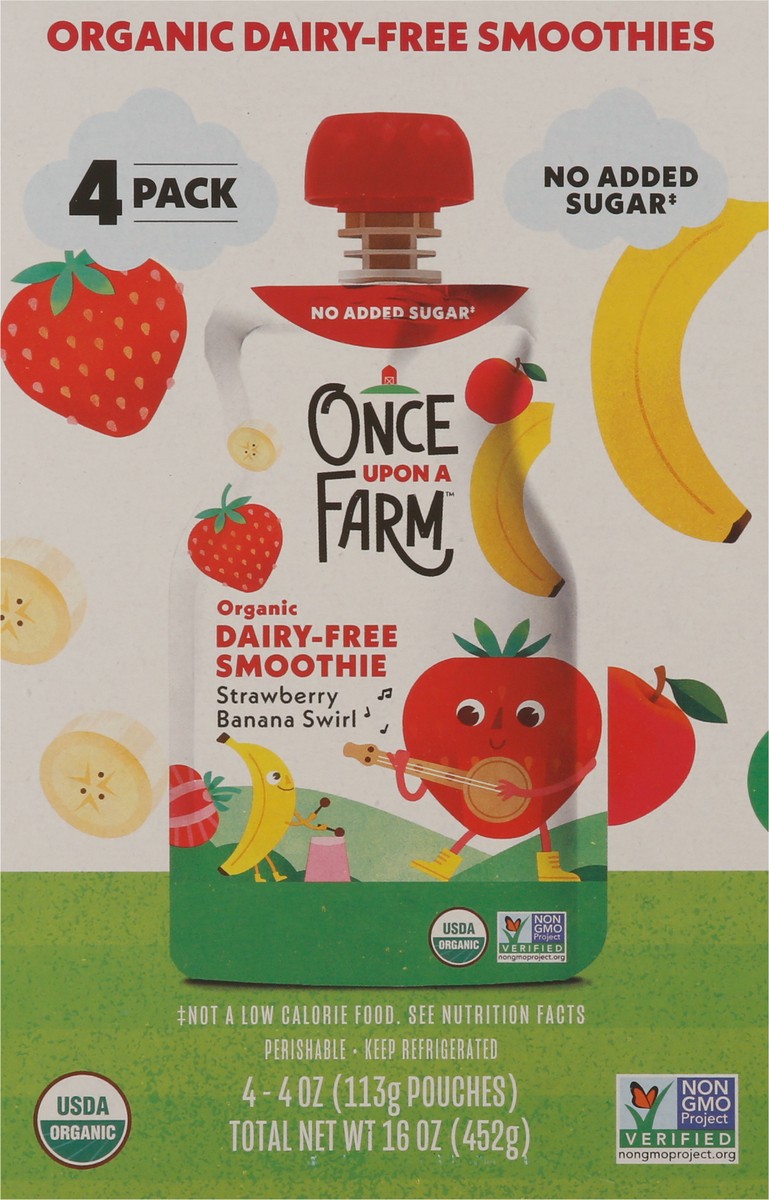 slide 6 of 9, Once Upon a Farm 4 Pack Organic Dairy Free Strawberry Banana Swirl Smoothie 4 - 4 oz Pouches, 4 ct