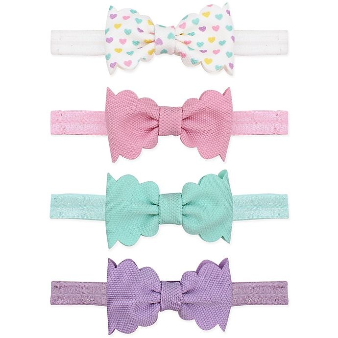 slide 1 of 1, Tiny Treasures Sculpted Bow Headband Set - Pink/Lavender/Mint, 4 ct