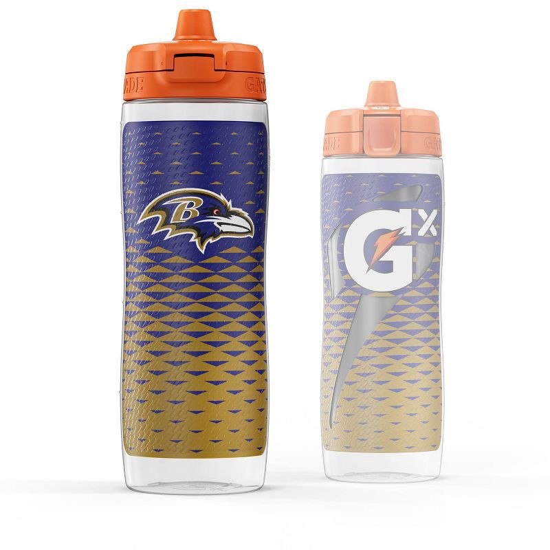 slide 1 of 9, NFL Baltimore Ravens Gatorade Gx Plastic Water Bottle - 30oz: Portable Drinkware, 10" Height, 30 oz
