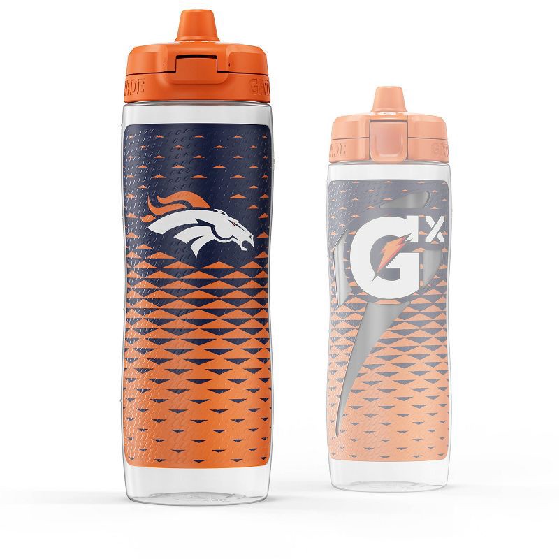 slide 1 of 9, NFL Denver Broncos Gatorade Gx Plastic Water Bottle - 30oz: Portable Drinkware, 10" Height, 30 oz