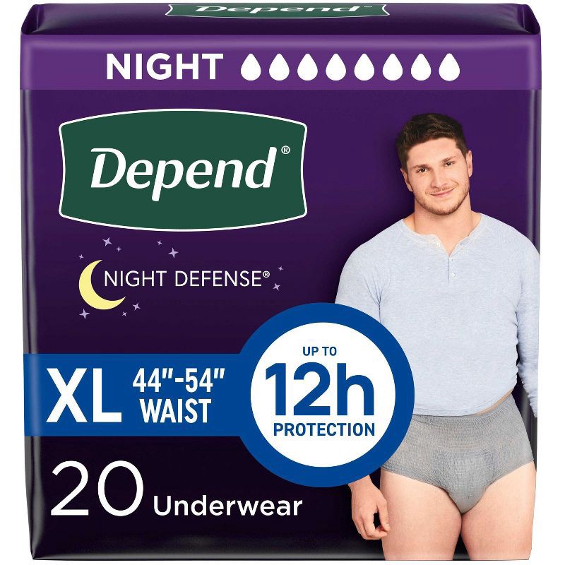 slide 1 of 9, Depend Night Defense Incontinence Underwear - Men's - XL, 1 ct