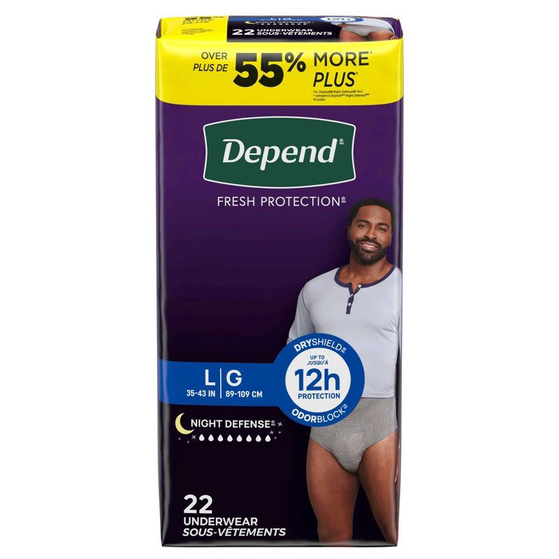 slide 2 of 8, Depend Night Defense Incontinence Underwear - Men's - Large, 1 ct