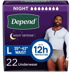 Depend Night Defense Incontinence Underwear - Men's - Large