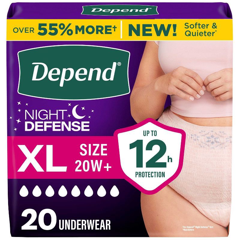 slide 1 of 11, Depend Night Defense Incontinence Underwear - Women's - XL, SM
