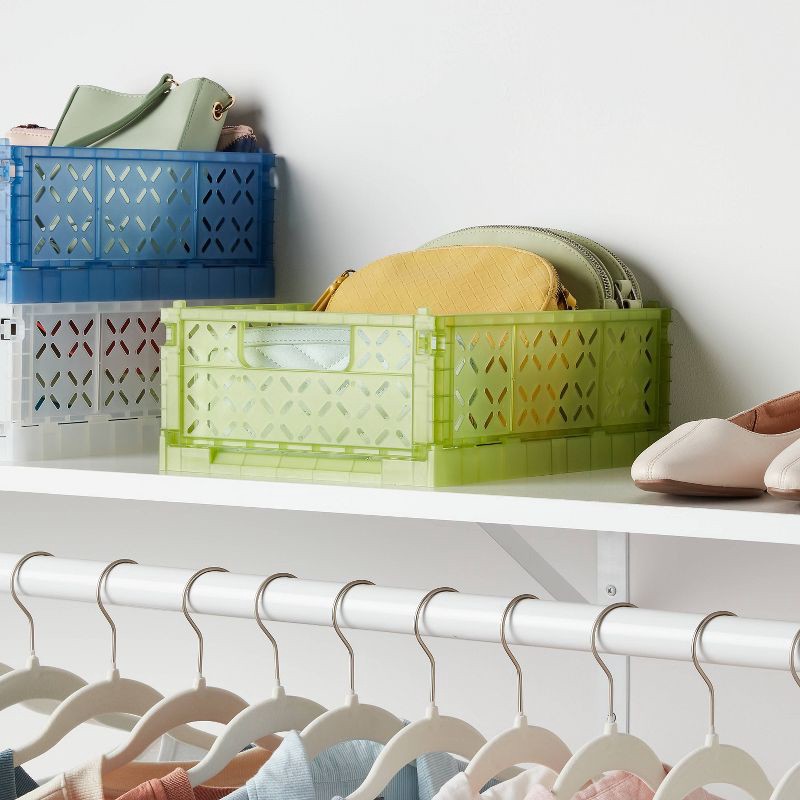 slide 2 of 3, Rectangular Plastic Foldable Medium Crate Green - Brightroom™, 1 ct