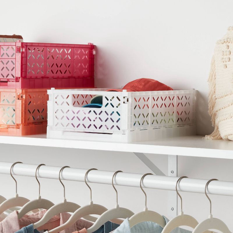 slide 2 of 3, Rectangular Plastic Foldable Medium Crate White - Brightroom™, 1 ct