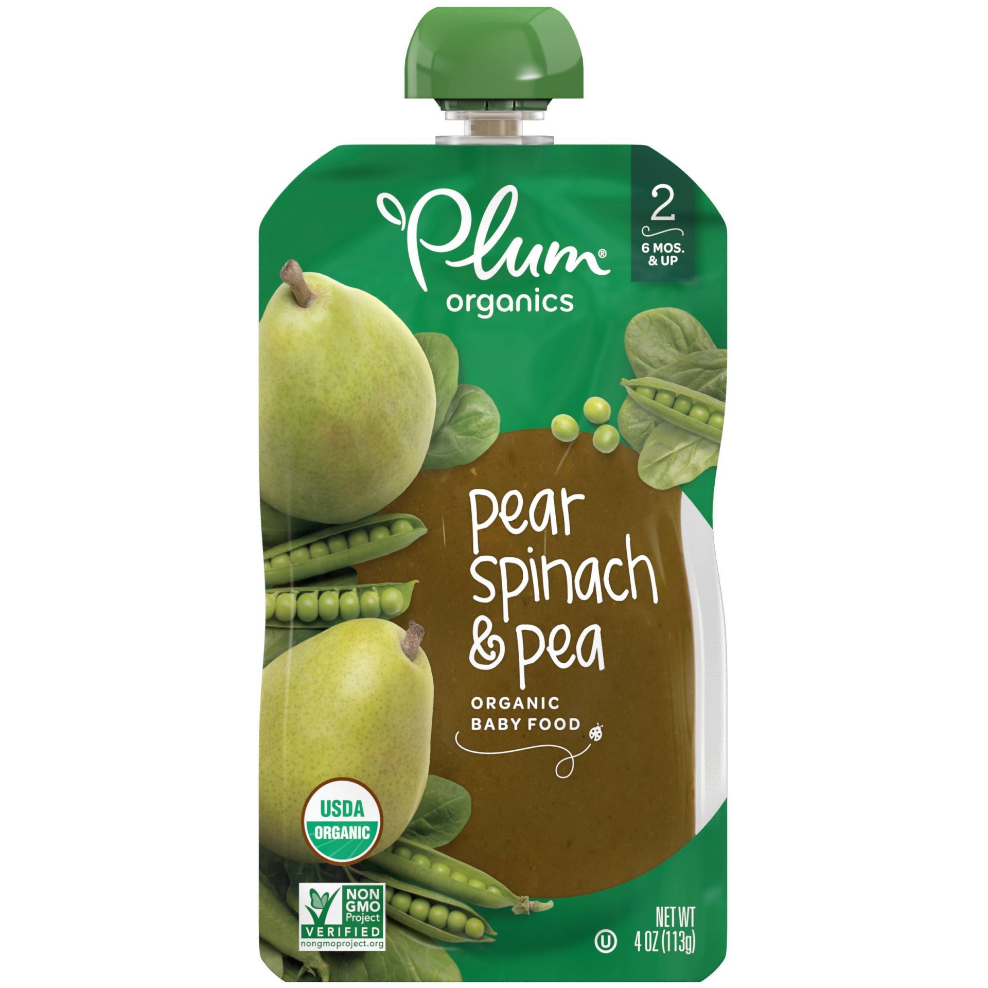 slide 1 of 5, Plum Organics Stage 2 Blends Pear Spinach Pea, 4 oz