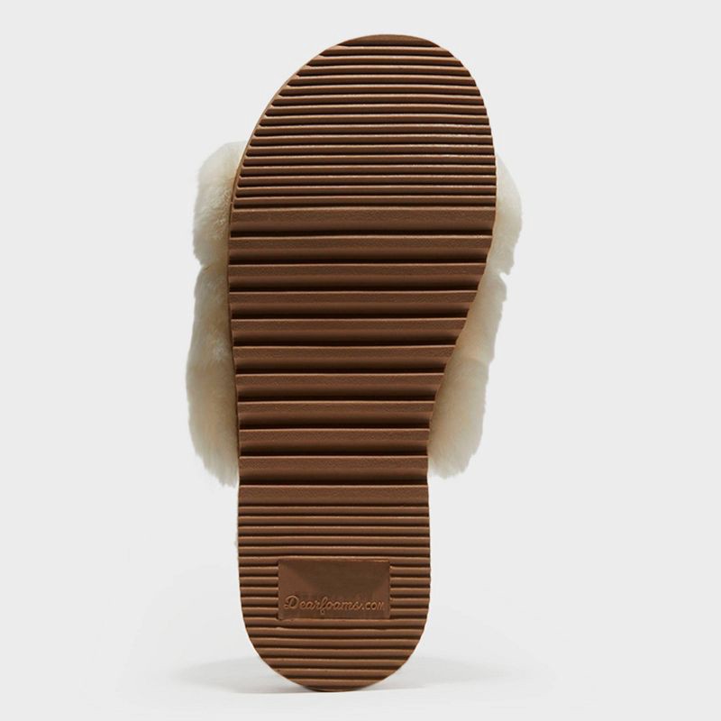 slide 4 of 5, dluxe by dearfoams Women's Shearling One Band Slide Slippers - Cream 11, 1 ct