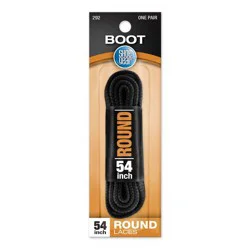 Shoe Gear Round Boot Laces - Black 54": Polyester Shoelaces, 0.16" Width, Shoe Accessories, 1 Pair