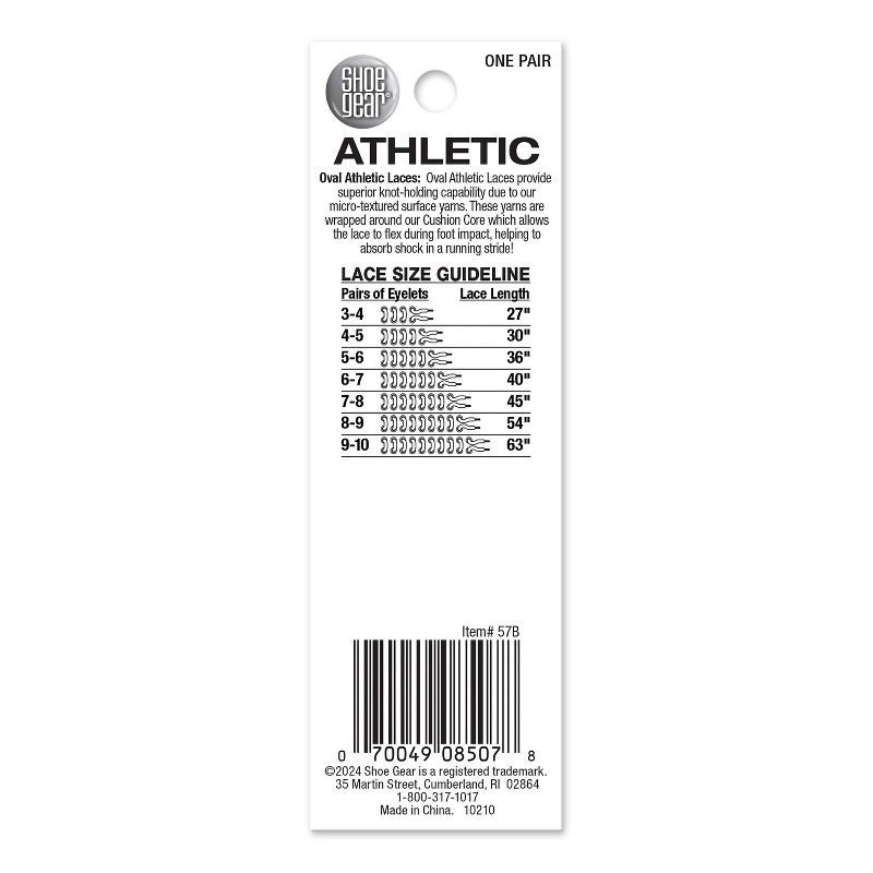 slide 2 of 4, Shoe Gear Oval Athletic Shoe Laces - Black 45", 1 ct