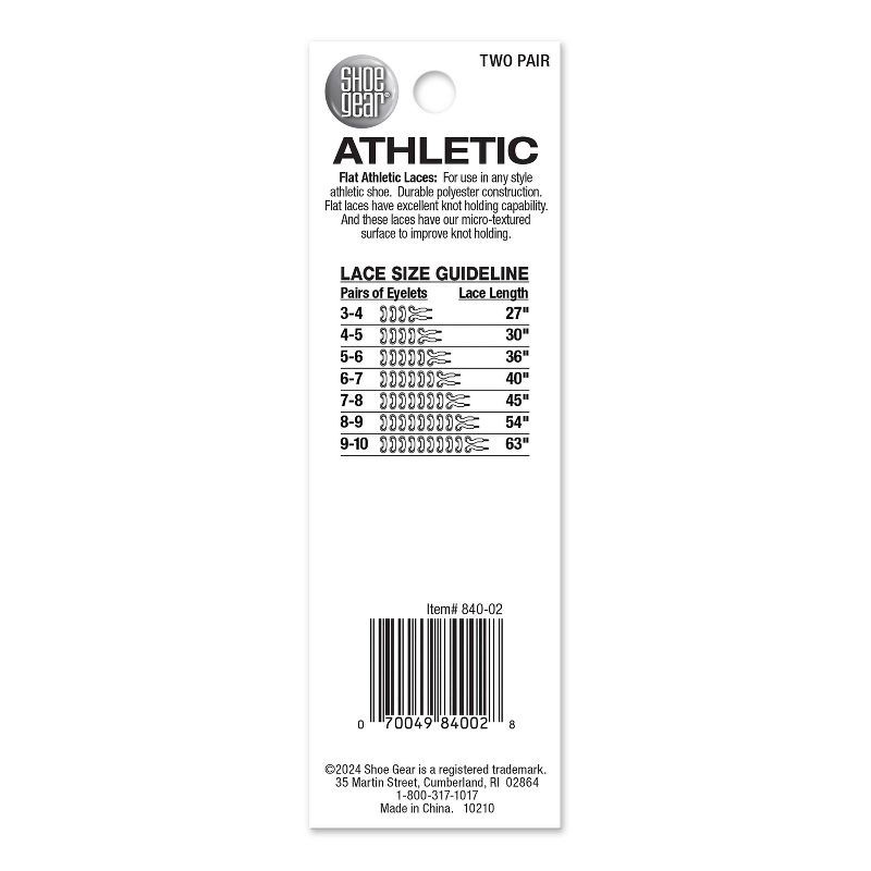 slide 2 of 4, Shoe Gear Flat Shoe Laces - White 2pk 36" & 45": Polyester Accessories, Pack of 2, 2 ct